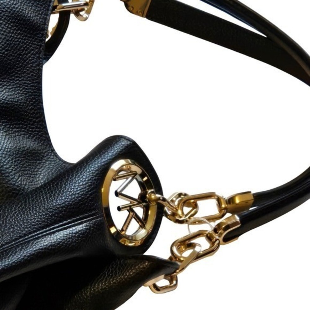 Michael Kors Black Pebbled Leather Hobo Bag Gold Hardware Large - Picture 8 of 14